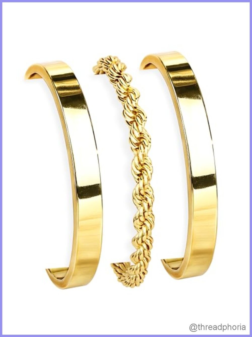3 Pcs Dainty 14K Gold Plated Bracelets for Women Stackable Non Tarnish Cuff